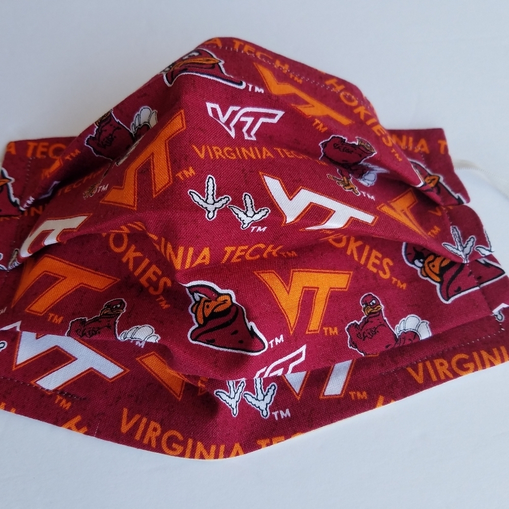 Hand Crafted Face Mask Burgundy/Orange Adult Virginia Tech Hokies VT Face Mask